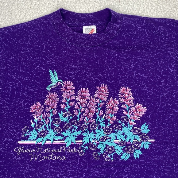 1992 Glacier National Park Floral T-Shirt: Size Medium - Picture 3 of 11